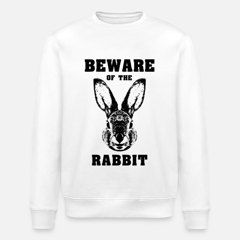 Caution rabbit rabbit - Stanley/Stella ROLLER Unisex Organic Sweatshirt - white