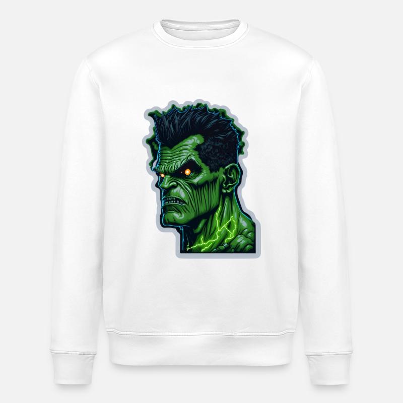 Monstre vert Halloween - Sweat bio ROLLER Stanley/Stella Unisexe - blanc
