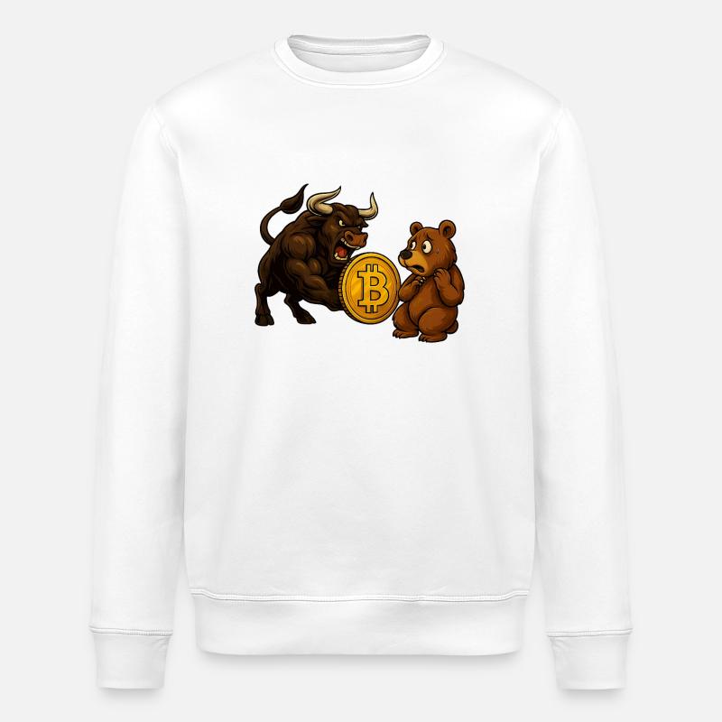 Bitcoin Bull vs. Bear - Stanley/Stella ROLLER Unisex Organic Sweatshirt - white