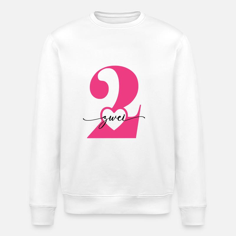 Ziffer Zwei 2 mit Herz - Stanley/Stella Unisex Bio-Sweatshirt ROLLER - Weiß