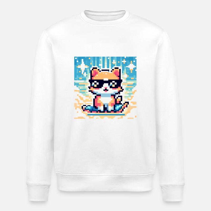 chat icone pixel - Sweat bio ROLLER Stanley/Stella Unisexe - blanc
