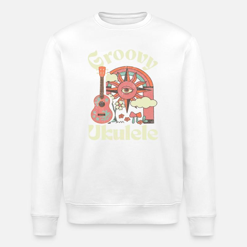 Groovy Ukulele - Stanley/Stella ROLLER Unisex Organic Sweatshirt - white