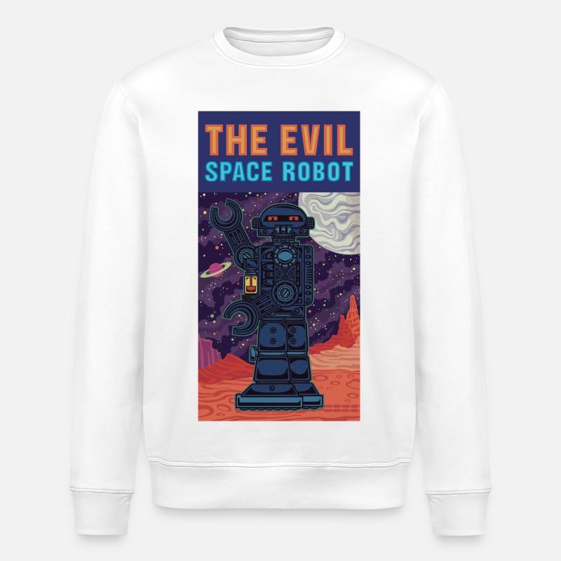 Der Mars-Weltraumroboter - Stanley/Stella Unisex Bio-Sweatshirt ROLLER - Weiß