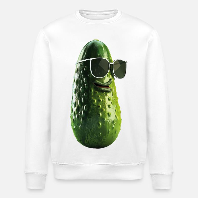 Gurke Pickle mit Sonnenbrille - Stanley/Stella Unisex Bio-Sweatshirt ROLLER - Weiß