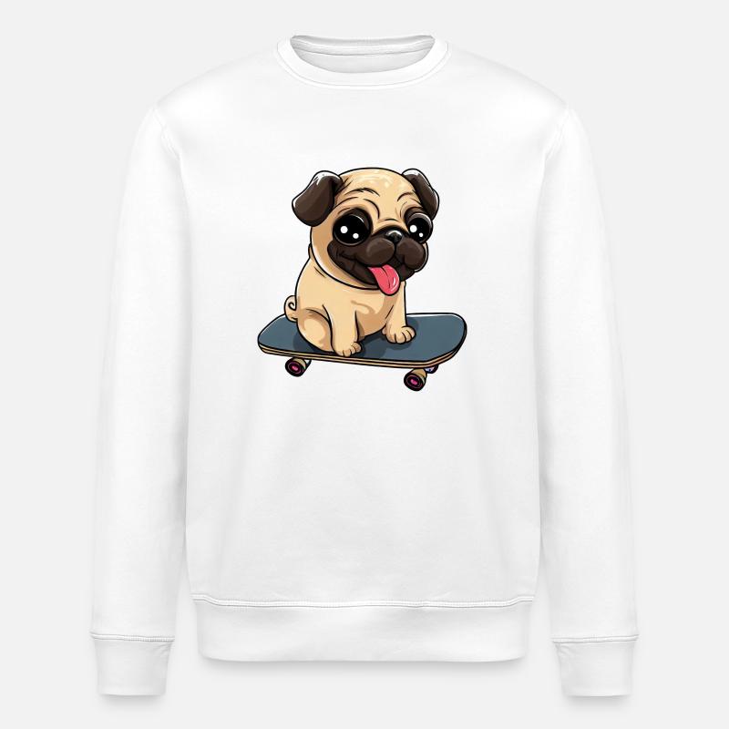Skateboard Pug: Cute Rolling Fun - Sweat bio ROLLER Stanley/Stella Unisexe - blanc