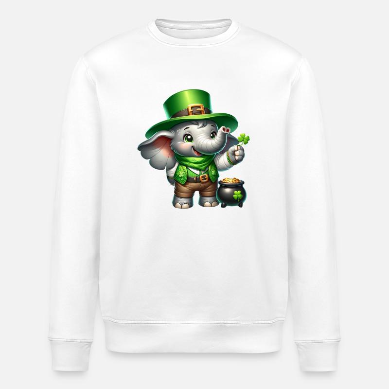 St. Patricks Day Elefant Feier - Stanley/Stella Unisex Bio-Sweatshirt ROLLER - Weiß