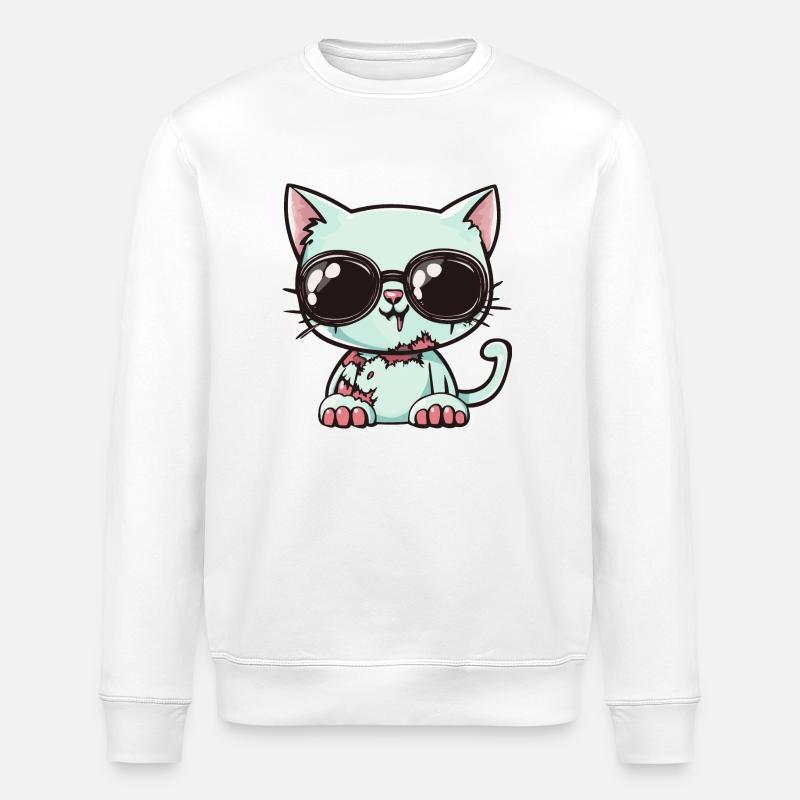 Chat Halloween Cool - Sweat bio ROLLER Stanley/Stella Unisexe - blanc