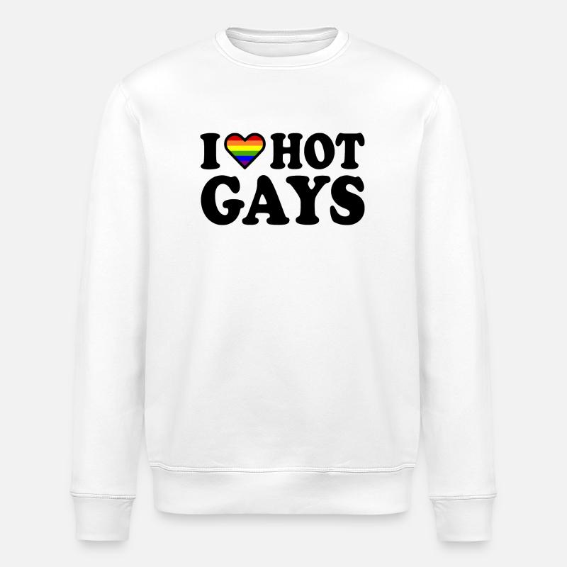 I love hot gays - Stanley/Stella Unisex Bio-Sweatshirt ROLLER - Weiß