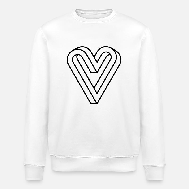 Impossible Heart, Optical Illusion - Stanley/Stella Unisex Bio-Sweatshirt ROLLER - Weiß