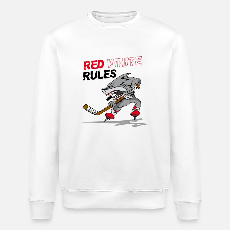 Red White Rules - Hokey - Stanley/Stella Unisex Bio-Sweatshirt ROLLER - Weiß