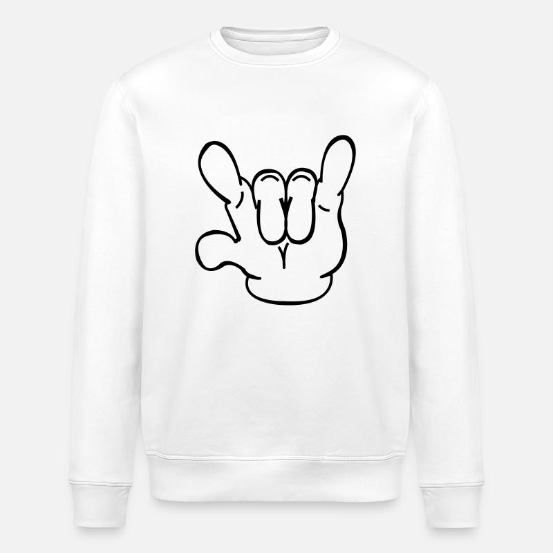 devil_hand - Stanley/Stella ROLLER Unisex Organic Sweatshirt - white