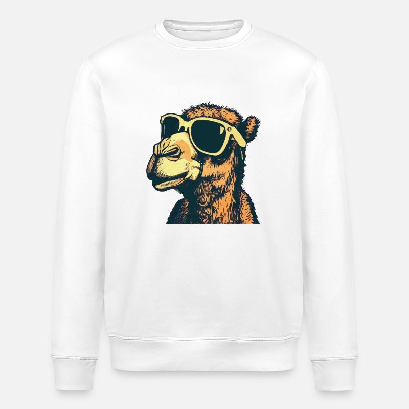 Kamel mit Sonnenbrille - Stanley/Stella Unisex Bio-Sweatshirt ROLLER - Weiß