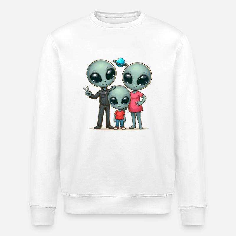 Alien Familie - Stanley/Stella Unisex Bio-Sweatshirt ROLLER - Weiß