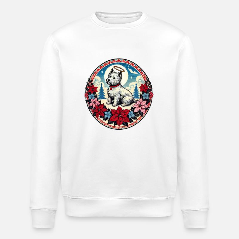 Weihnachts-Westie - Stanley/Stella Unisex Bio-Sweatshirt ROLLER - Weiß