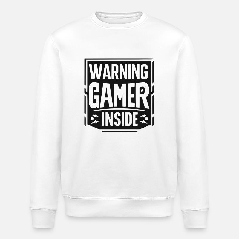 Warnung Gamer Inside - Stanley/Stella Unisex Bio-Sweatshirt ROLLER - Weiß