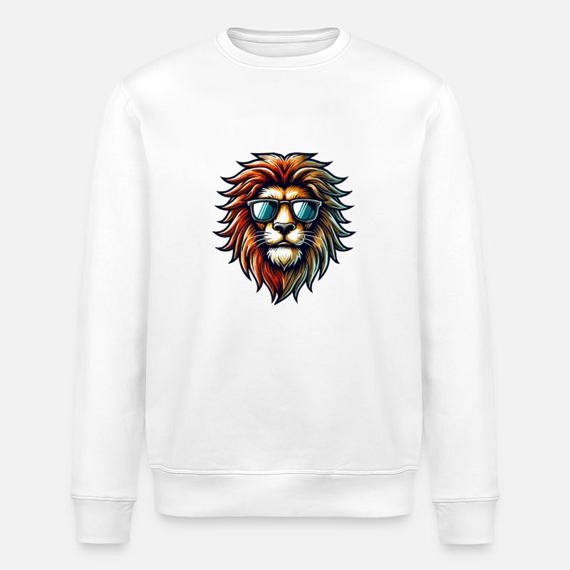 lion comic sunglasses - Stanley/Stella ROLLER Unisex Organic Sweatshirt - white