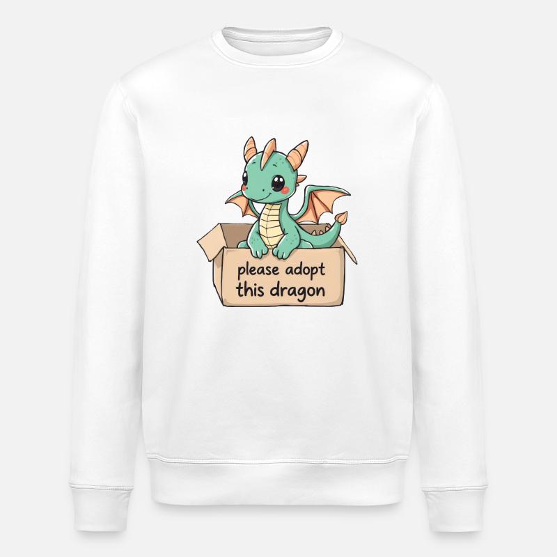 Süßer Drache möchte aufgenommen werden - Stanley/Stella Unisex Bio-Sweatshirt ROLLER - Weiß
