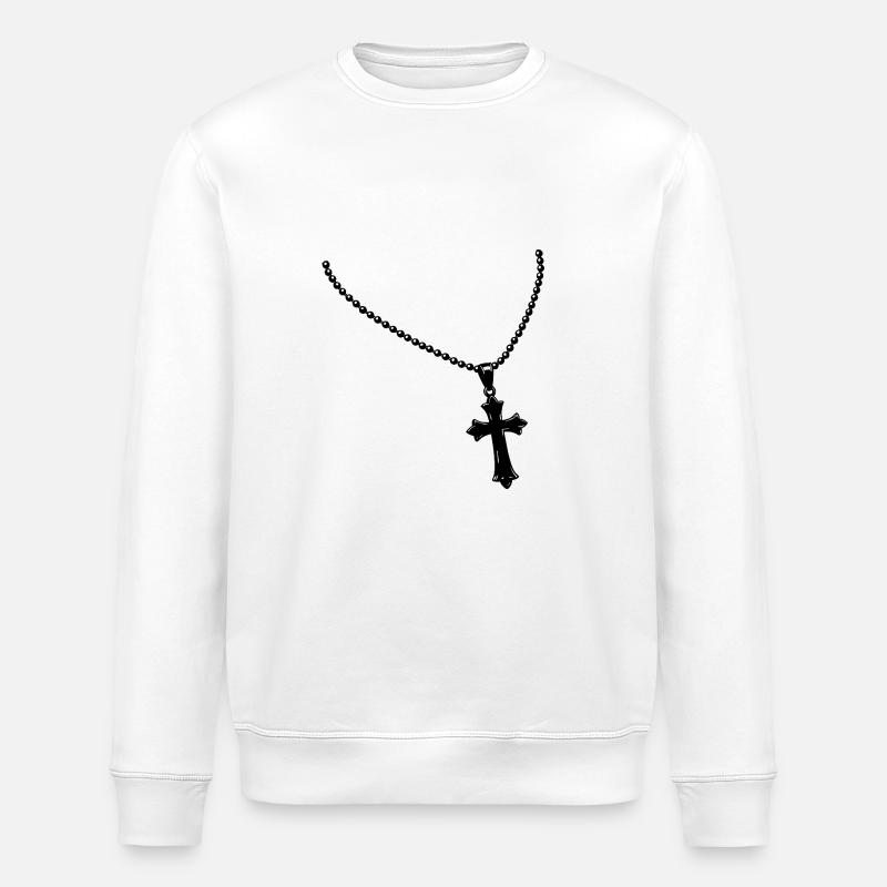 Collier avec croix - Sweat bio ROLLER Stanley/Stella Unisexe - blanc