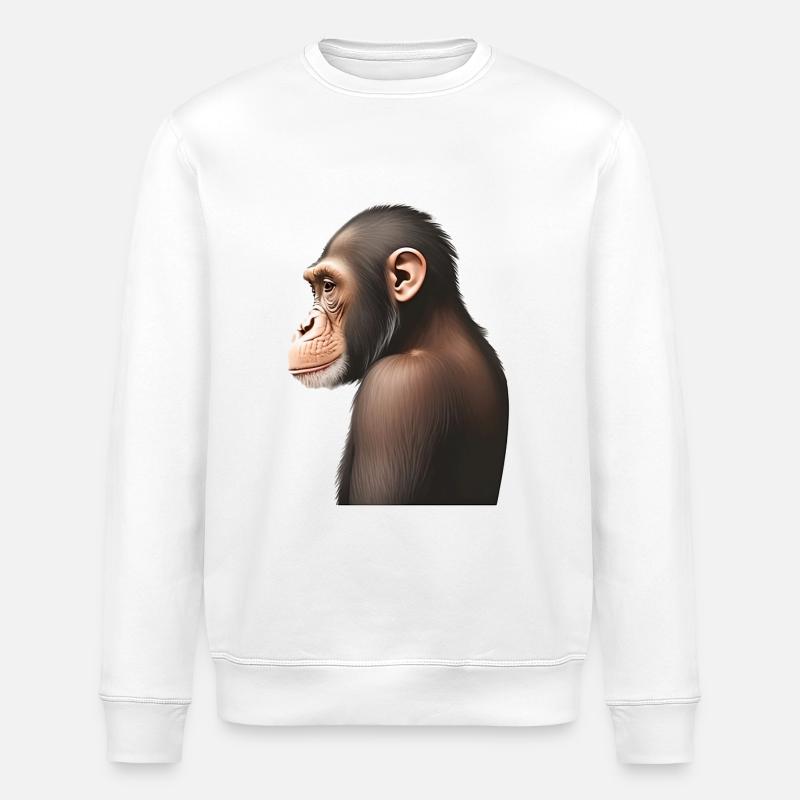 Schimpanse - Stanley/Stella Unisex Bio-Sweatshirt ROLLER - Weiß