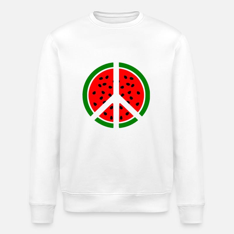 Wassermelone peace symbol - Stanley/Stella Unisex Bio-Sweatshirt ROLLER - Weiß