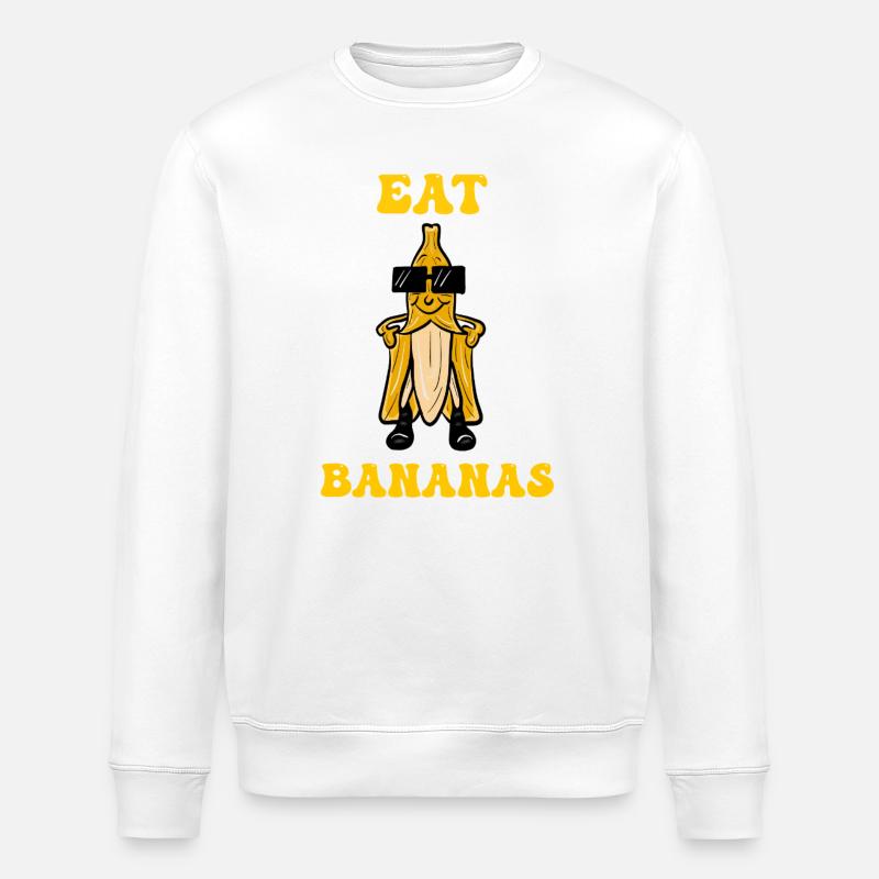 Eat bananas – a fun theme - Stanley/Stella ROLLER Unisex Organic Sweatshirt - white