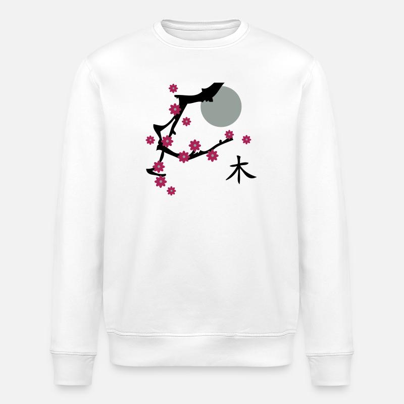 Cerise fleurs de cerisier fleur - Sweat bio ROLLER Stanley/Stella Unisexe - blanc