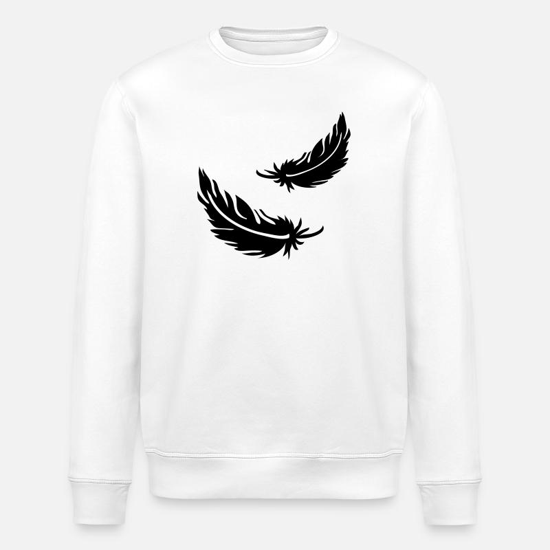 Two flying feathers - Stanley/Stella ROLLER Unisex Organic Sweatshirt - white