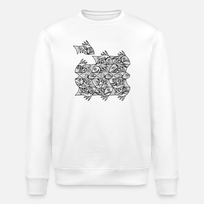 Escher Fish - Stanley/Stella ROLLER Unisex Organic Sweatshirt - white