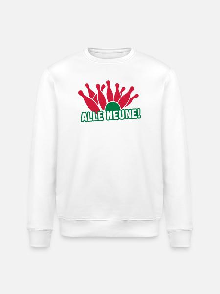 Bowling - all nine! Cone - Stanley/Stella ROLLER Unisex Organic Sweatshirt - white