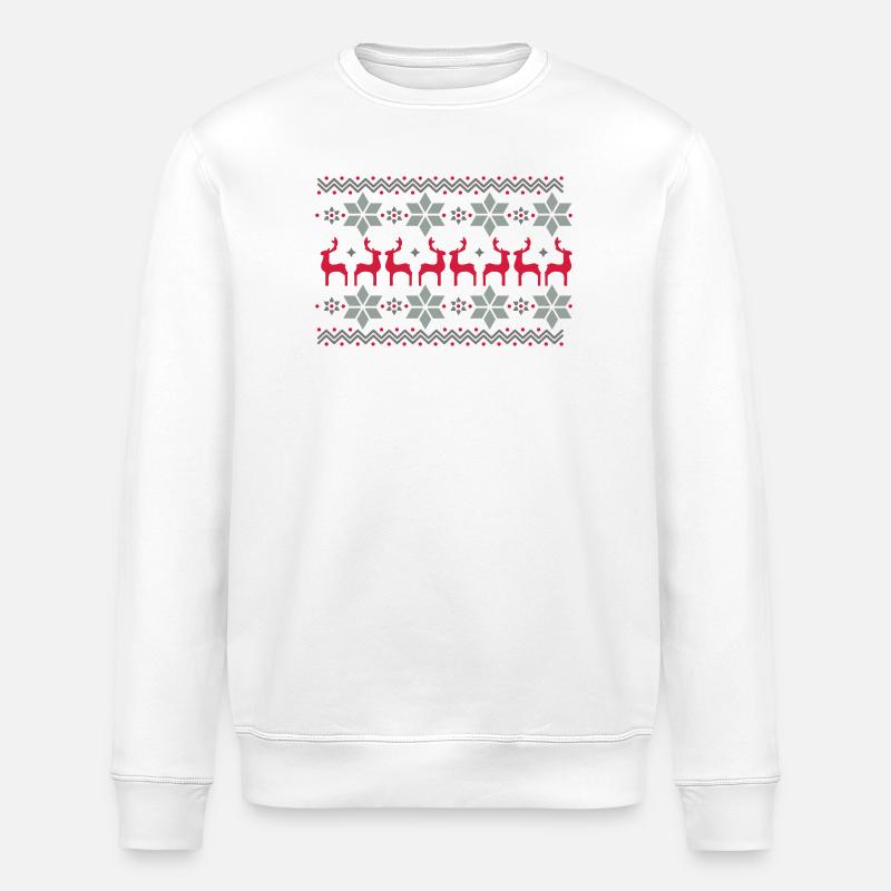 Weihnachtsstern Muster und Rentier Muster - Stanley/Stella Unisex Bio-Sweatshirt ROLLER - Weiß
