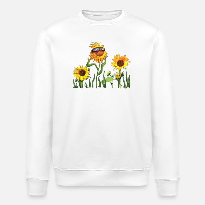Tournesols avec lunettes de soleil - Sweat bio ROLLER Stanley/Stella Unisexe - blanc