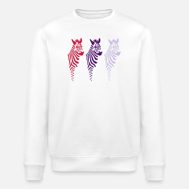 Three Zebras (b) - Stanley/Stella Unisex Bio-Sweatshirt ROLLER - Weiß
