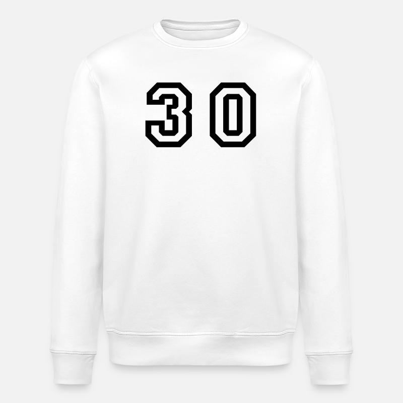Number - 30 - Thirty - Stanley/Stella ROLLER Unisex Organic Sweatshirt - white