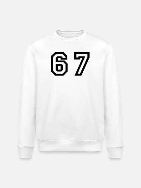 Number - 67 - Sixty Seven - Stanley/Stella ROLLER Unisex Organic Sweatshirt - white