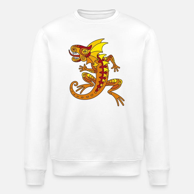 Echse (orange) - Stanley/Stella ROLLER Unisex Organic Sweatshirt - white
