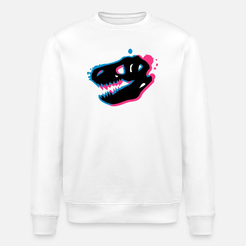 Un T-Rex crâne de 3-D - Sweat bio ROLLER Stanley/Stella Unisexe - blanc
