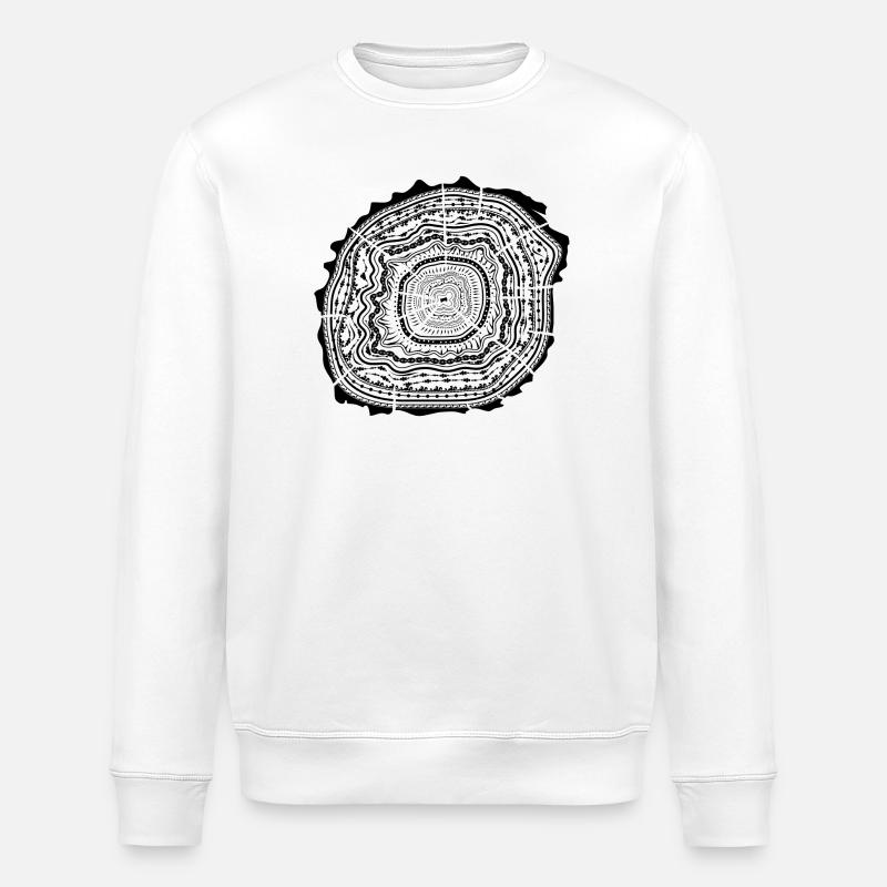 Holzscheibe mit Rinde - Baumringe - Stanley/Stella Unisex Bio-Sweatshirt ROLLER - Weiß