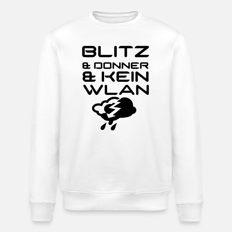 Blitz & Donner & kein WLAN Geschenk - Stanley/Stella Unisex Bio-Sweatshirt ROLLER - Weiß