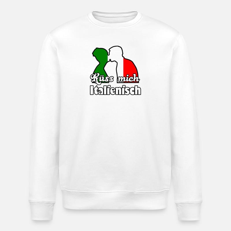 Küss mich Italienisch Geschenk - Stanley/Stella Unisex Bio-Sweatshirt ROLLER - Weiß