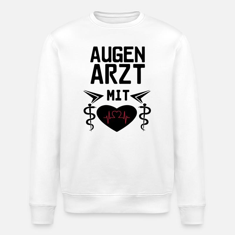 Augenarzt mit Herz Geschenk - Stanley/Stella Unisex Bio-Sweatshirt ROLLER - Weiß