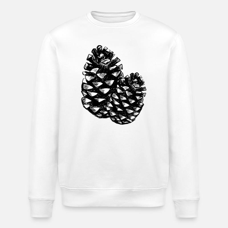 Two pine cones - Stanley/Stella ROLLER Unisex Organic Sweatshirt - white