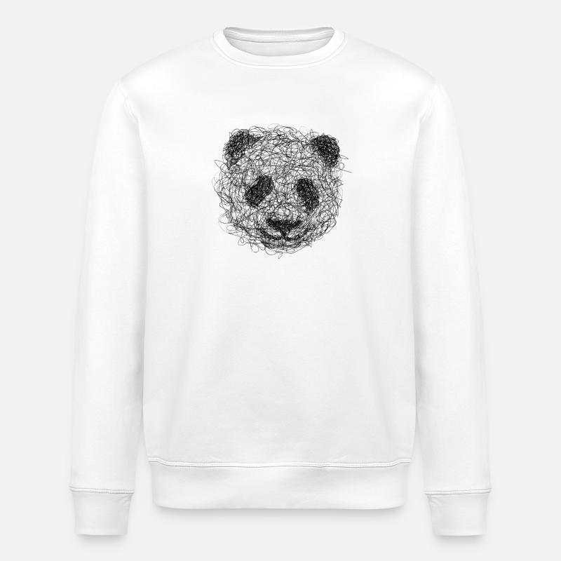Panda Drawing Scribble - Panda scribble art - Stanley/Stella ROLLER Unisex Organic Sweatshirt - white