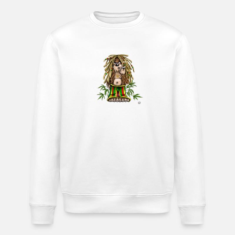 Rastafari Dread Bear Illustration - Stanley/Stella Unisex Bio-Sweatshirt ROLLER - Weiß