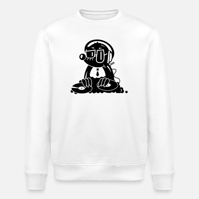 the Mole as a DJ - Stanley/Stella ROLLER Unisex Organic Sweatshirt - white