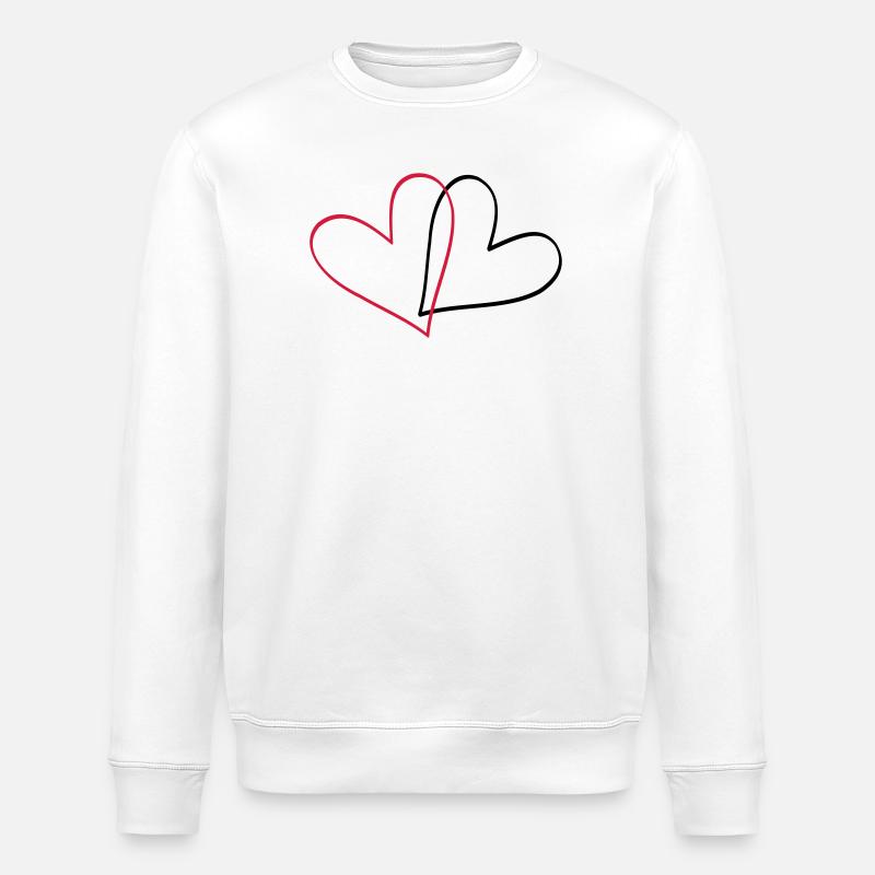 Herzen Herz Geschenkidee Partnerlook - Stanley/Stella Unisex Bio-Sweatshirt ROLLER - Weiß