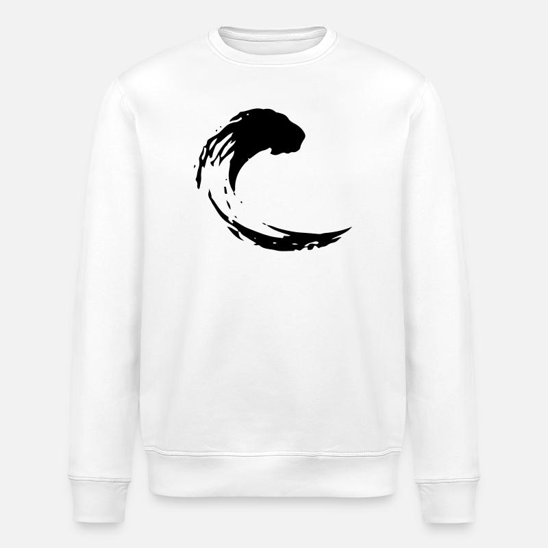 Lion sign comma brush stroke gift - Stanley/Stella ROLLER Unisex Organic Sweatshirt - white