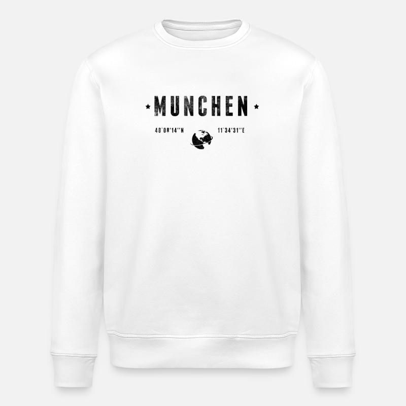 Munchen Coordonnées Géographiques Stylisées - Sweat bio ROLLER Stanley/Stella Unisexe - blanc