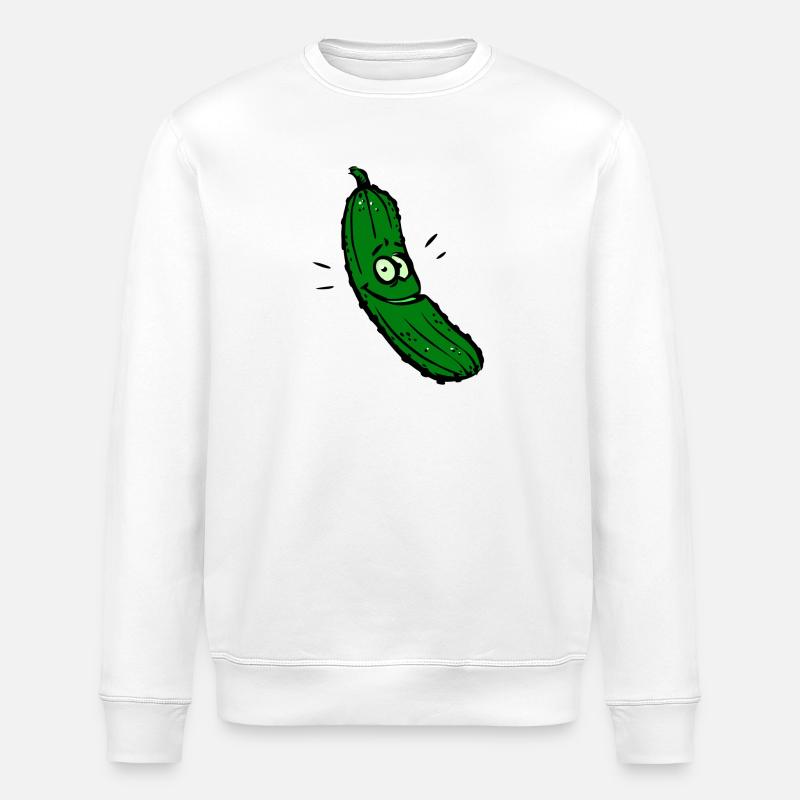 Grinsende Gurke Cartoon - Stanley/Stella Unisex Bio-Sweatshirt ROLLER - Weiß
