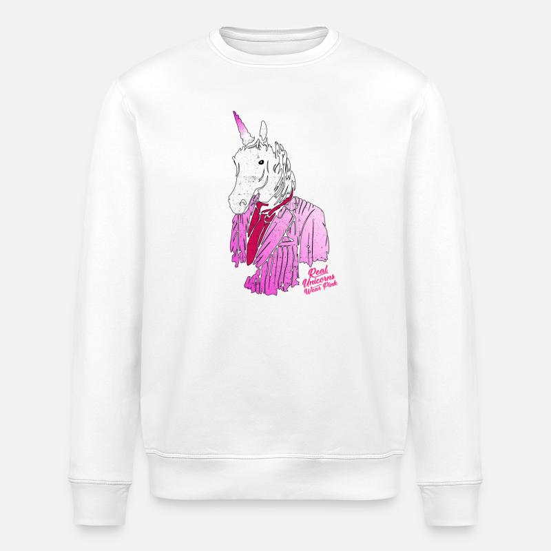 pink hipster unicorn - Stanley/Stella Unisex Bio-Sweatshirt ROLLER - Weiß
