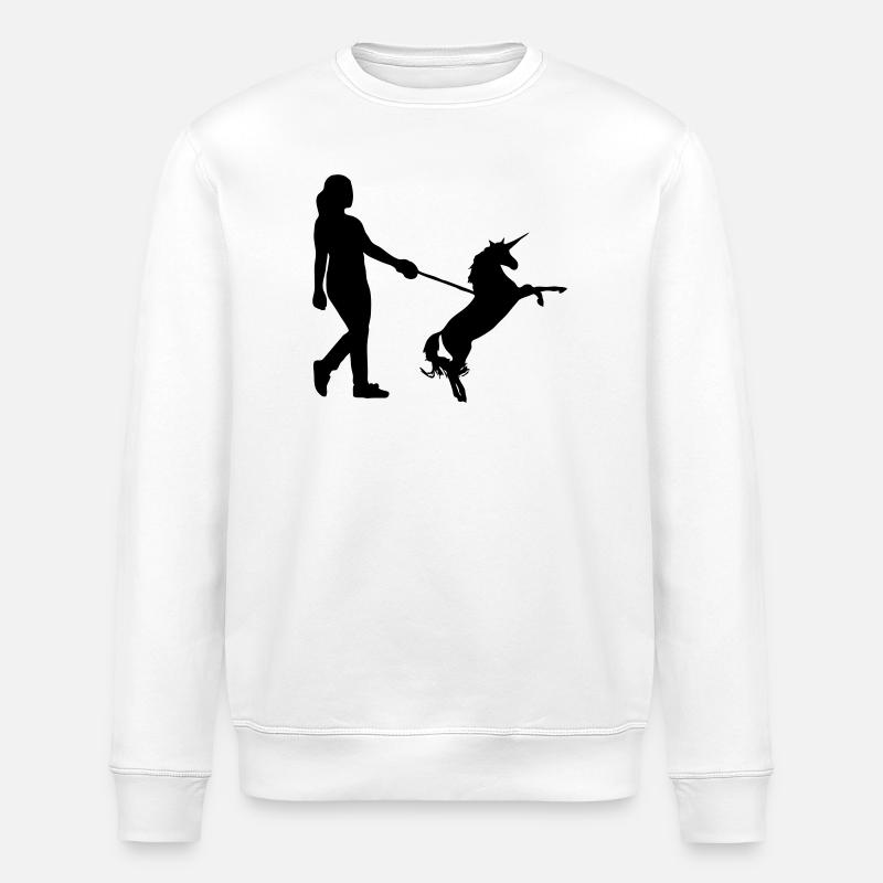 Einhorn Gassi - Einhörner, Haustier, Geschenk - Stanley/Stella Unisex Bio-Sweatshirt ROLLER - Weiß